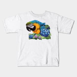 Blue and yellow macaw Kids T-Shirt